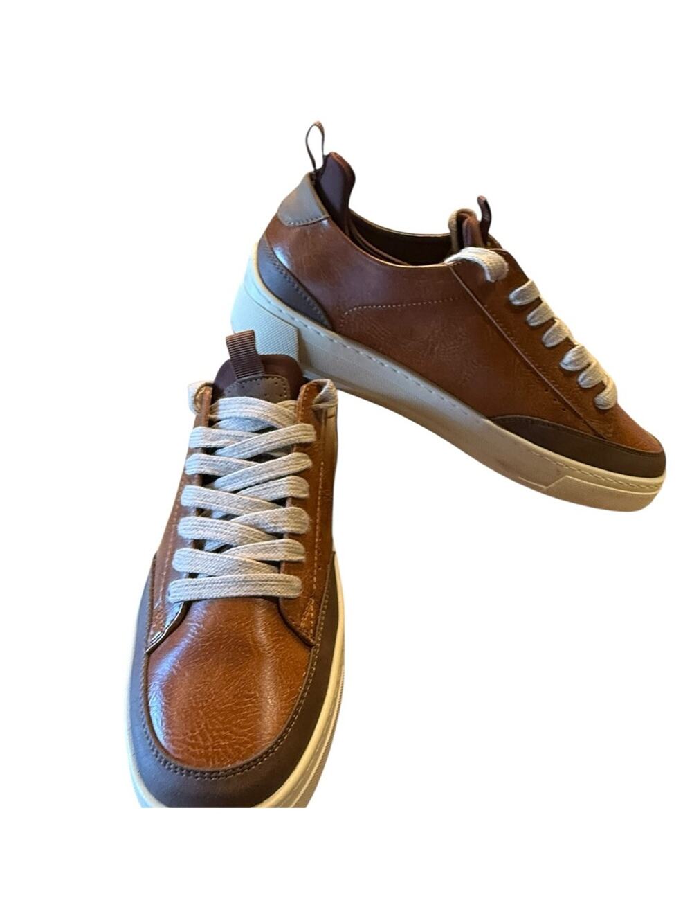 Madden NYC Men's Brown Faux Leather Sneakers in a Size 8